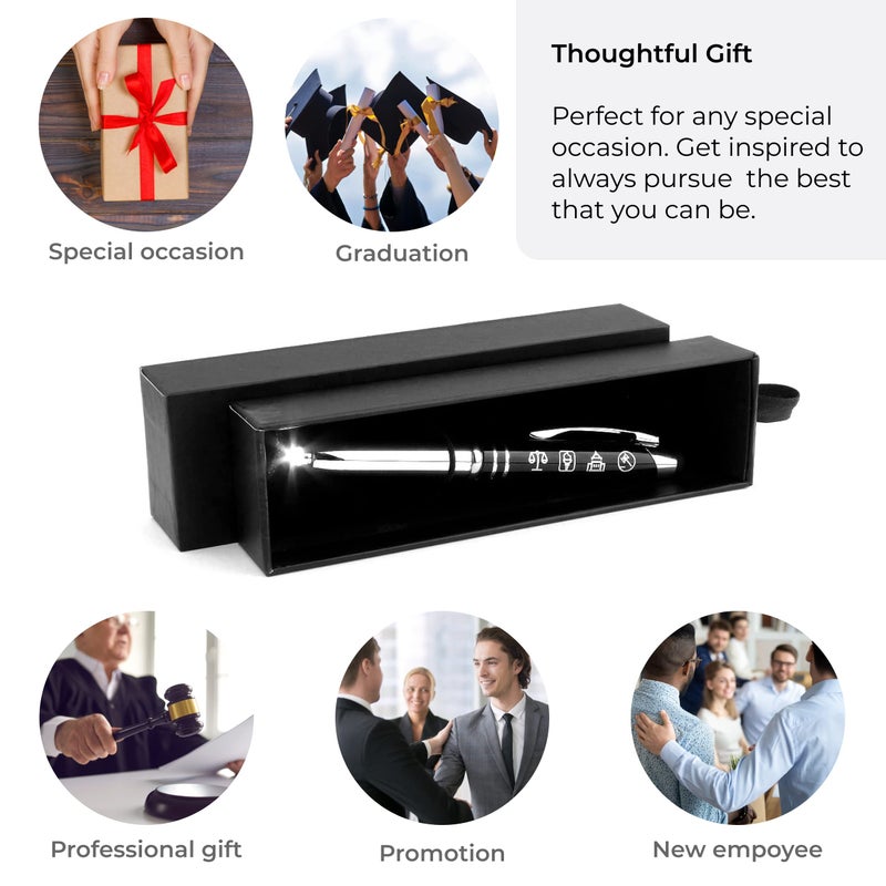 Inkstone Law and Justice Engraved Flashlight Pen with Stylus Tip - Gift for Police Officers, Lawyers, Legal Professionals, Civil Servants, Law Enforcement Gift Ideas - Image 3